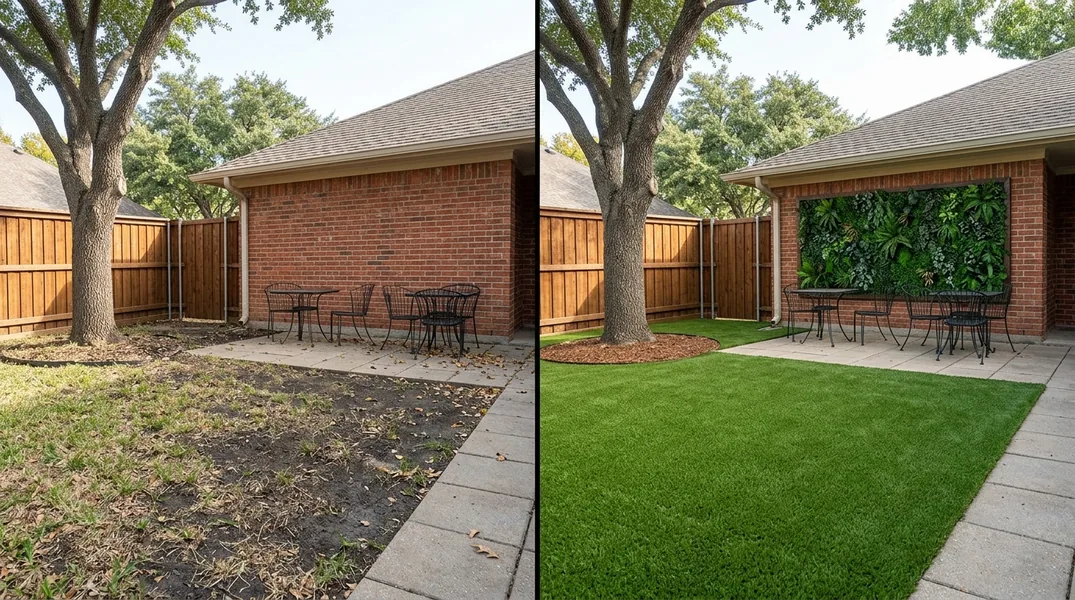 Result artificial grass installation in Plano - Plano Turf Installation