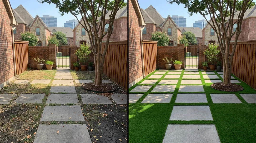 Result artificial grass installation in Plano - Plano Turf Installation