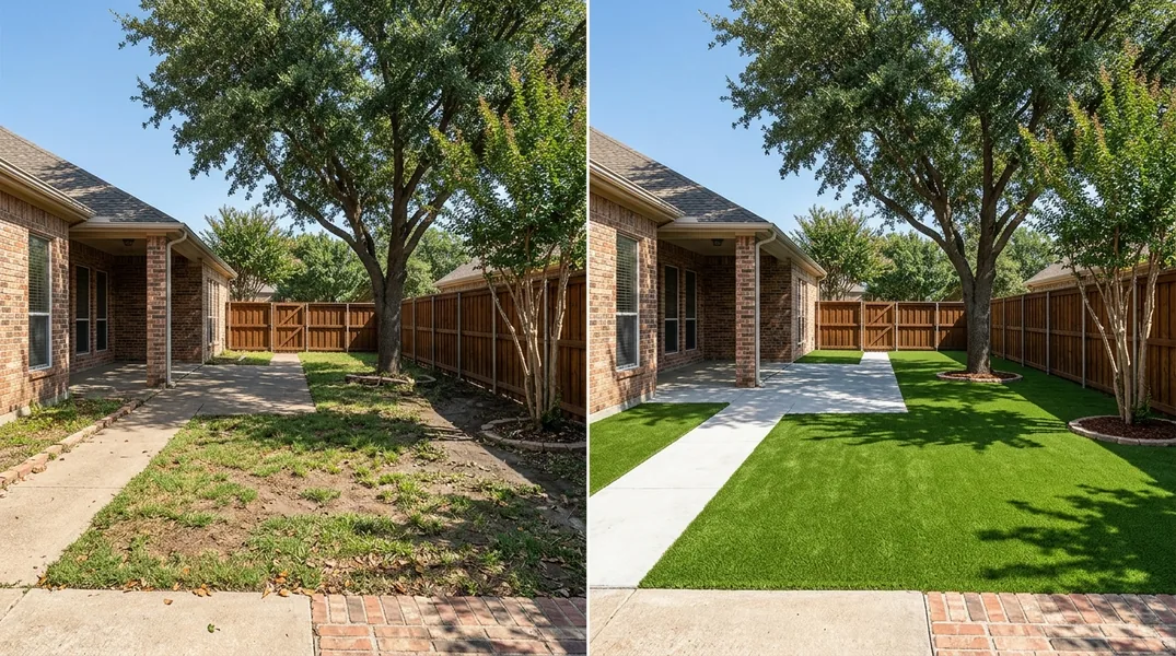 Result artificial grass installation in Plano - Plano Turf Installation